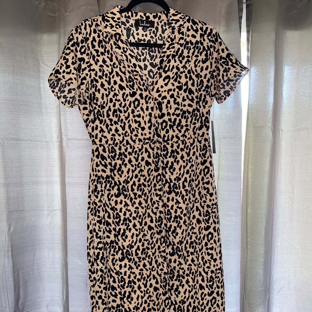 Leopard Button Up Midi Dress